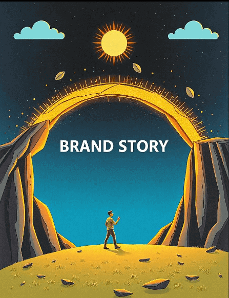 A brand story showing the journey from a challenge to a successful resolution, symbolizing the power of storytelling in marketing