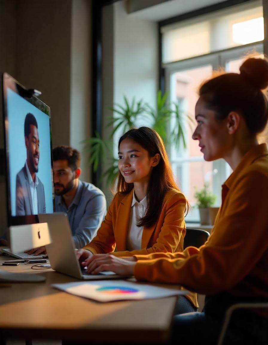 Team collaboration in a Virtual Workspaces with messaging and video call tools